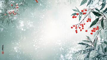 落雪的红果红果插画落雪