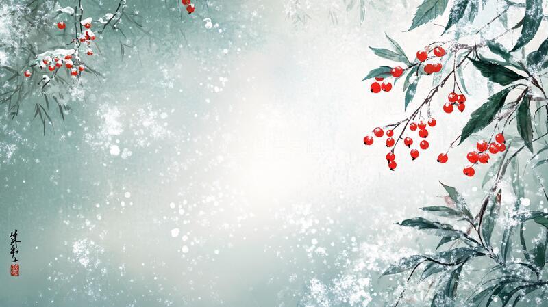 高清大图下载【趣麦麦图】-落雪的红果红果插画落雪