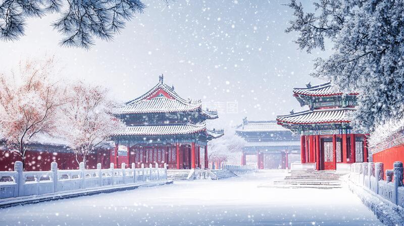 高清大图下载【趣麦麦图】手绘故宫雪景1