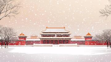 故宫冬天插画3