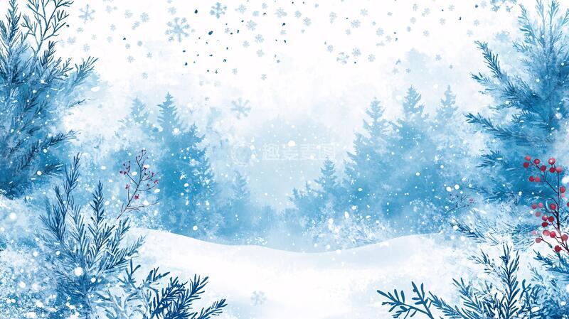 高清大图下载【趣麦麦图】手绘冬季主题朦胧插画1