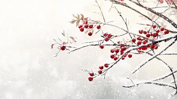 火棘果冬景红果雪景冬天