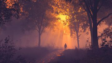 雾中行人雾气迷雾行人