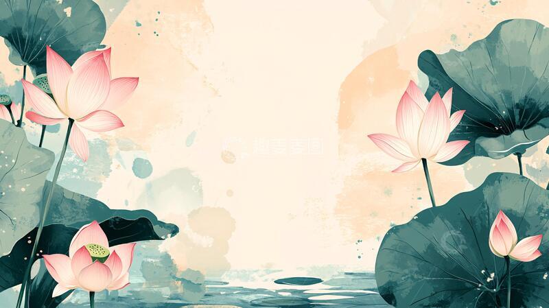 高清大图下载【趣麦麦图】荷花喷绘背景