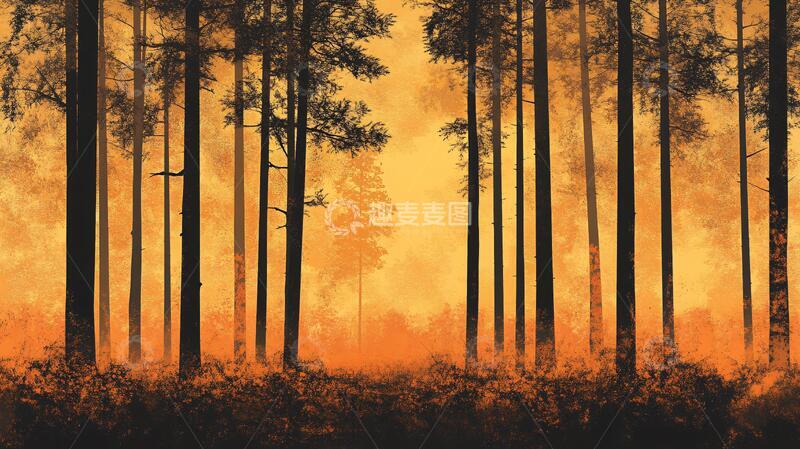 高清大图下载【趣麦麦图】水墨风格迷雾森林