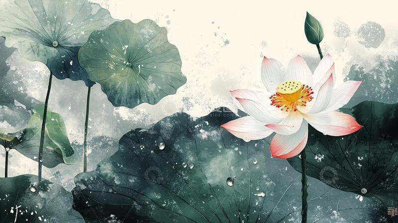 高清大图下载【趣麦麦图】数码手绘荷花1