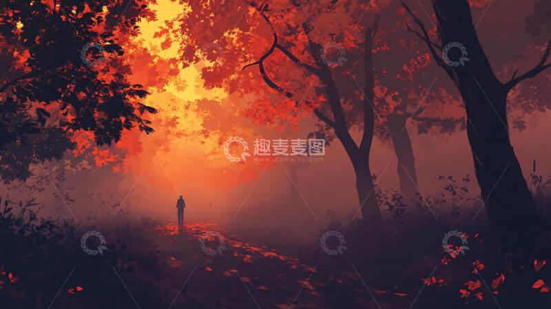 高清大图下载【趣麦麦图】雾色迷茫的秋天1