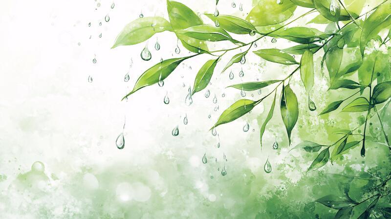 高清大图下载【趣麦麦图】绿色水珠壁纸5