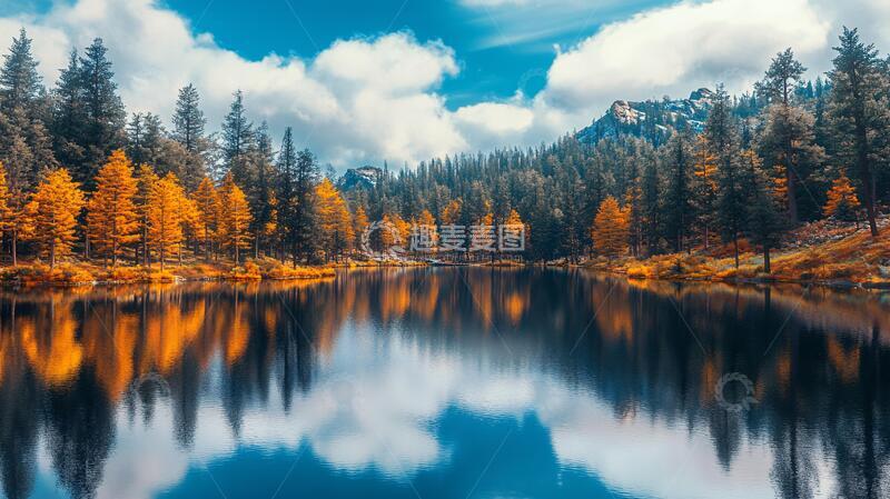 高清大图下载【趣麦麦图】高山湖泊松树