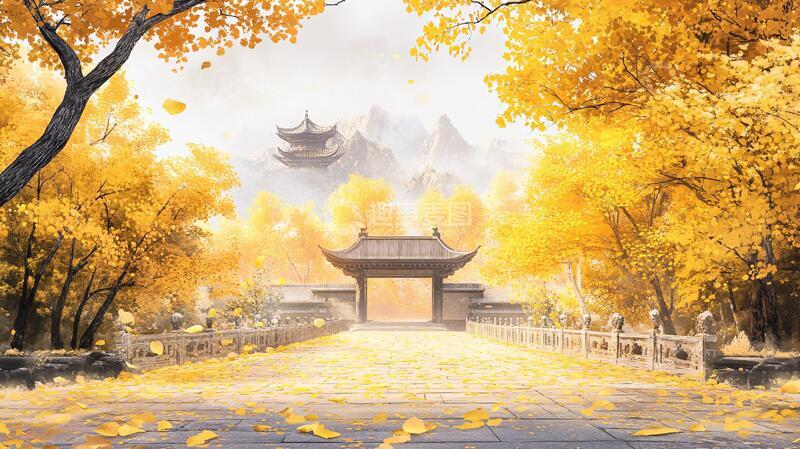 高清大图下载【趣麦麦图】古风秋天景色插画11