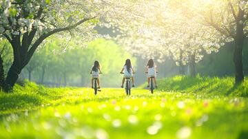 骑行青春春游学生女生