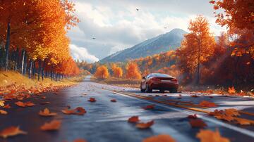 秋天自驾游道路海报壁纸