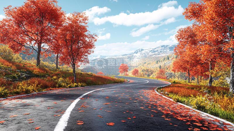 高清大图下载【趣麦麦图】山路金秋山路秋色红叶