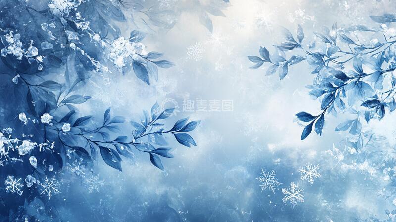 高清大图下载【趣麦麦图】蓝色雪花墙纸