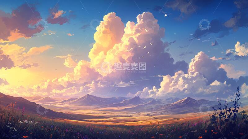 高清大图下载【趣麦麦图】宽屏风景画插画动漫场景