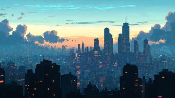 日落城市插画14