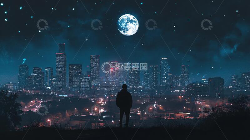 高清大图下载【趣麦麦图】城市孤独之人