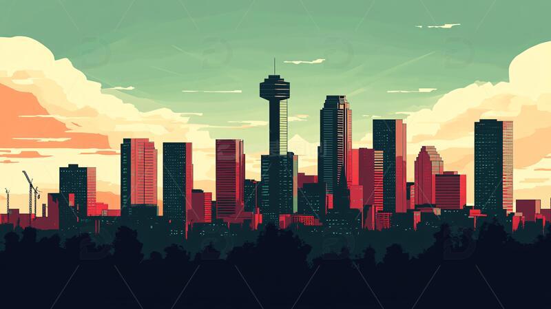 高清大图下载【趣麦麦图】墨尔本城市插画素材