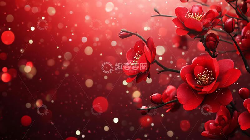 高清大图下载【趣麦麦图】喜庆背景花红色花朵鲜花