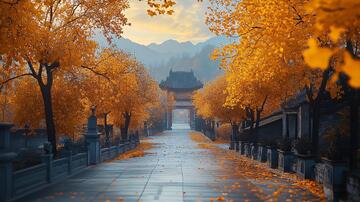 古刹秋景秋色古刹秋景