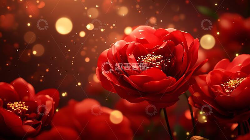 高清大图下载【趣麦麦图】立体玫瑰花藤背景1