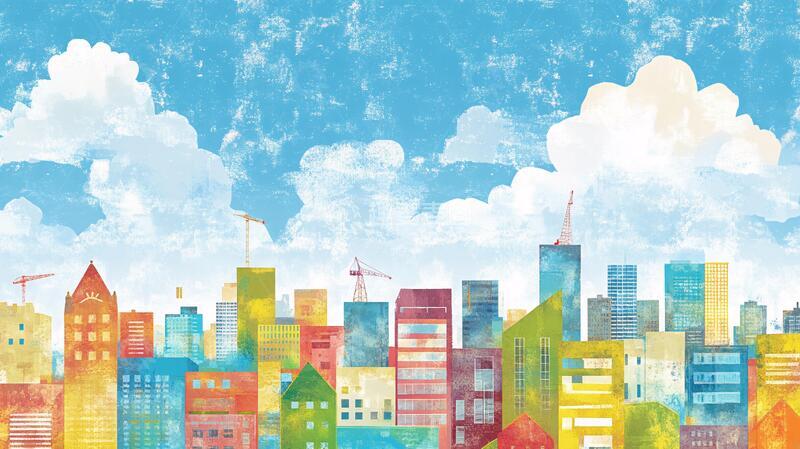 高清大图下载【趣麦麦图】城市图画插图