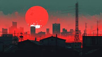 插画红日插画日落红日