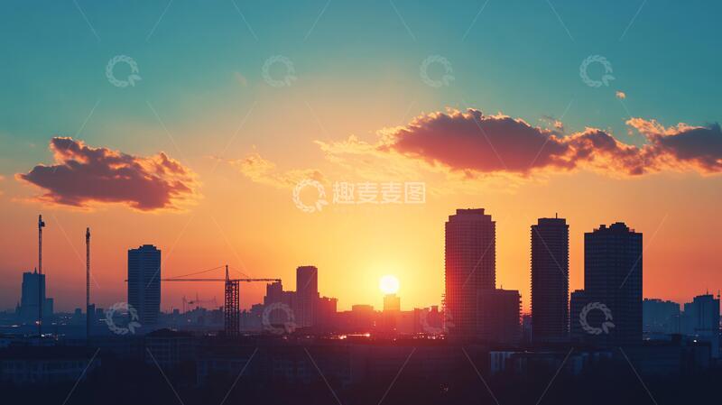 高清大图下载【趣麦麦图】-盛京夕照城市都市夕照