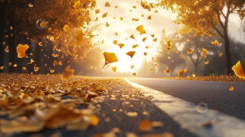 高清大图下载【趣麦麦图】唯美秋日落叶1