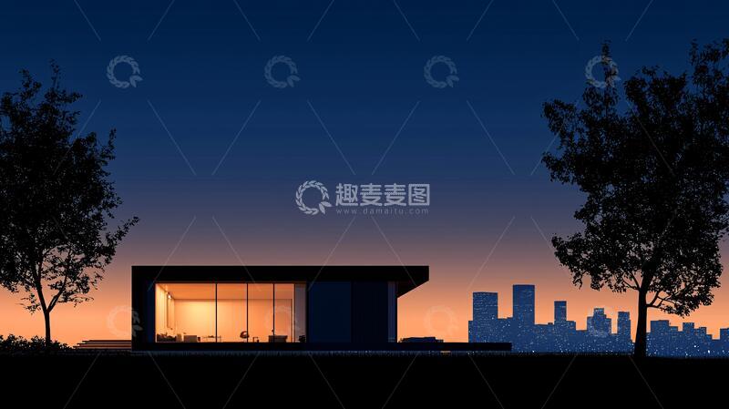 高清大图下载【趣麦麦图】建筑剪影立面图效果图