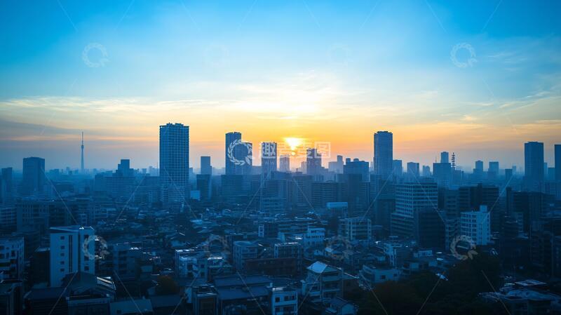 高清大图下载【趣麦麦图】都市曙光都市落日城市