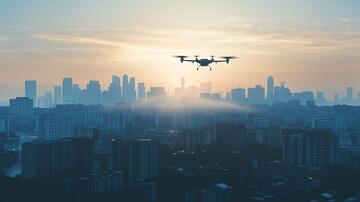 飞越都市航拍无人城市