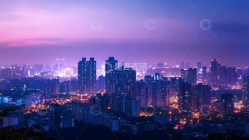 高清大图下载【趣麦麦图】蓝调城市夜景蓝调暮色