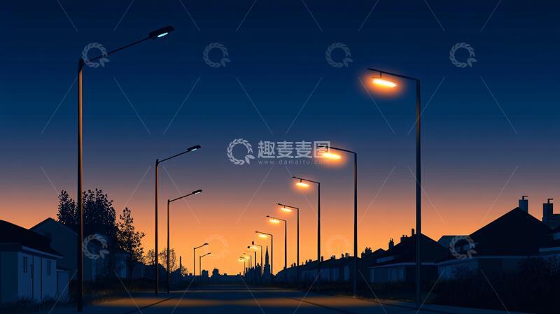 高清大图下载【趣麦麦图】路灯背景效果图