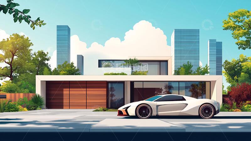 高清大图下载【趣麦麦图】带车库的别墅