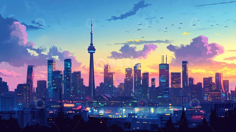 高清大图下载【趣麦麦图】外滩插画插画外滩建筑