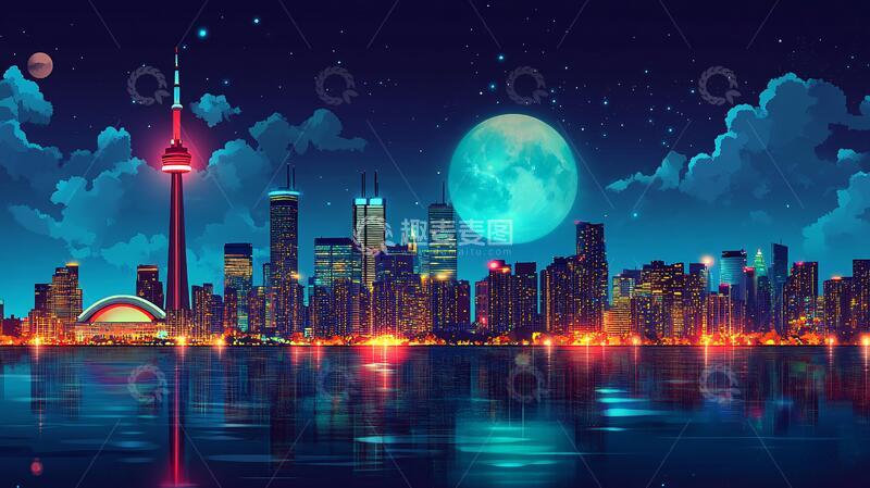 高清大图下载【趣麦麦图】月光城市美景8