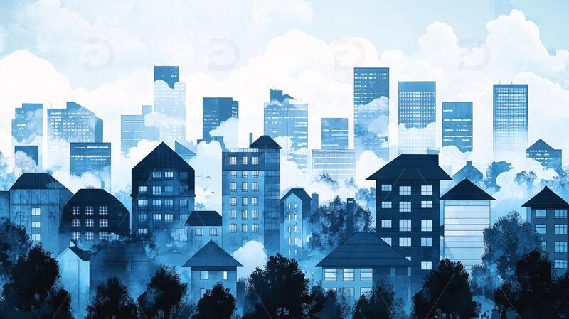 插画市景城市插画仙境