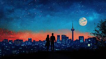 浪漫夜景夜景爱情月光