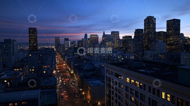 高清大图下载【趣麦麦图】繁华都市黄昏