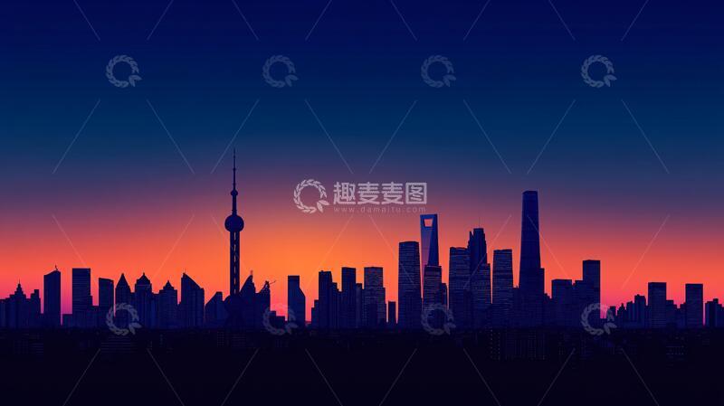 高清大图下载【趣麦麦图】外滩剪影全景