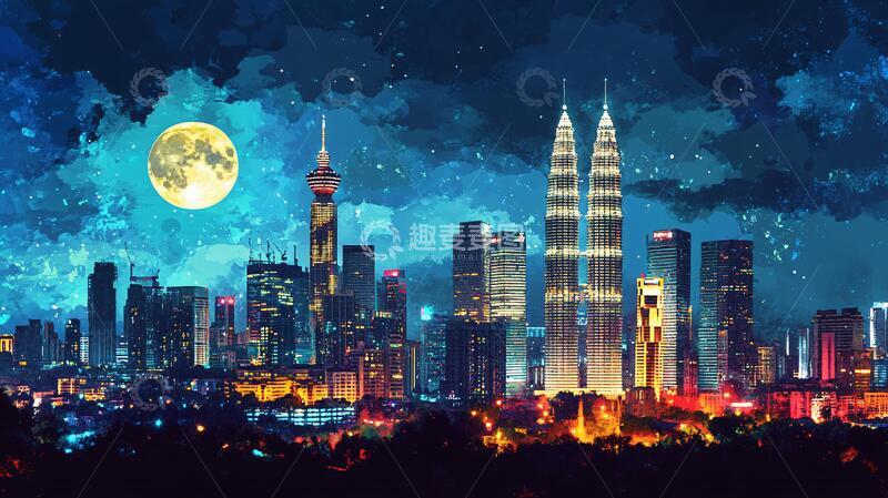 高清大图下载【趣麦麦图】月光城市美景6