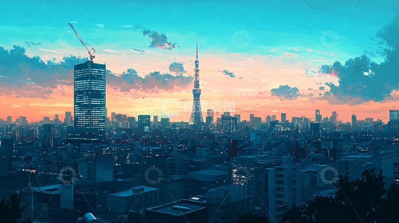 高清大图下载【趣麦麦图】日本动漫风格晚霞3