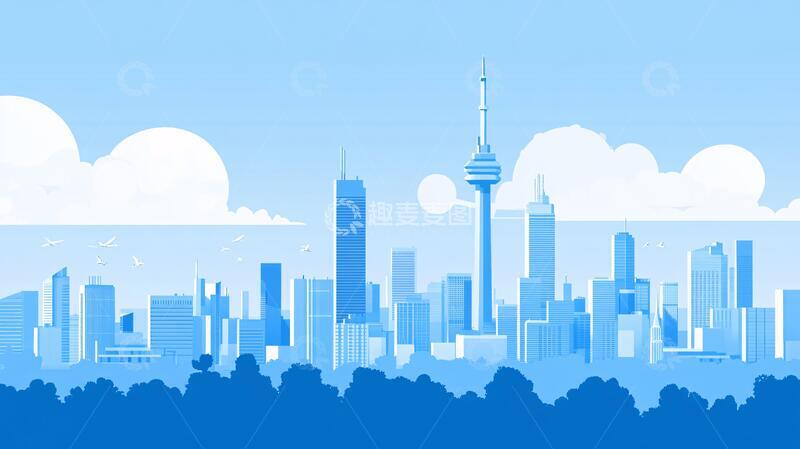 高清大图下载【趣麦麦图】加拿大天际线插画2