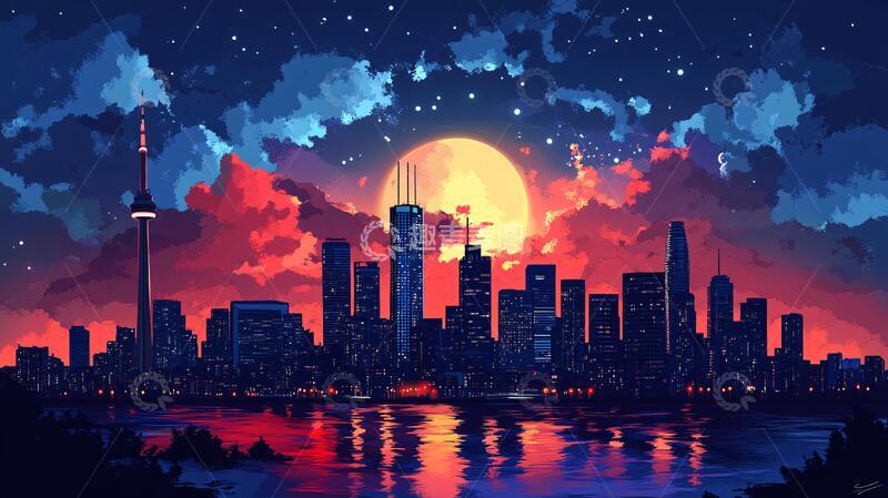 高清大图下载【趣麦麦图】温哥华城市插画素材