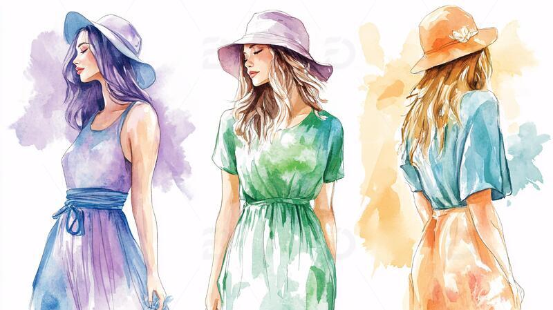 高清大图下载【趣麦麦图】女性服装插画