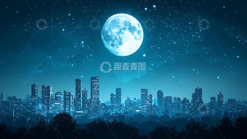 高清大图下载【趣麦麦图】月光城市美景1