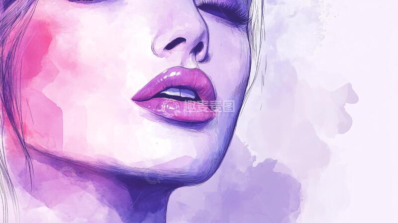 高清大图下载【趣麦麦图】唯美抽象画水彩画女人2