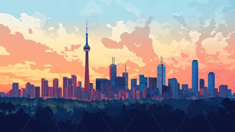 北上广深天际线插画