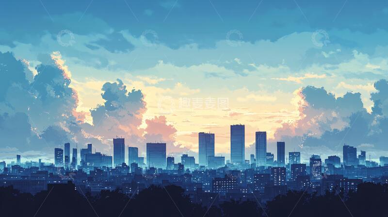 高清大图下载【趣麦麦图】-插画城市风光